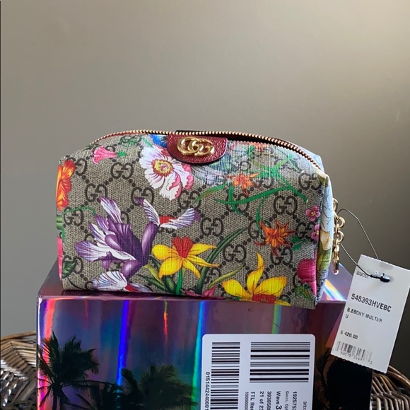 gucci floral makeup bag